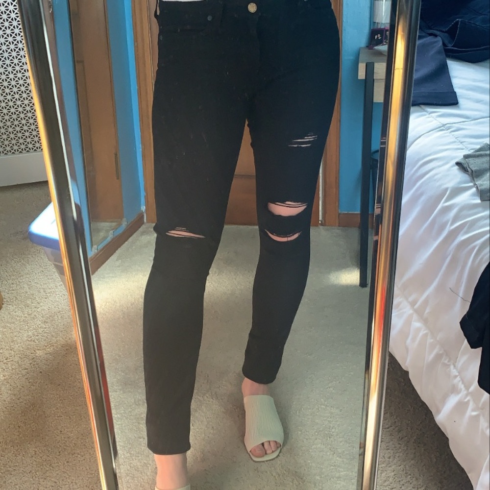 PAIGE - black ripped skinny jeans